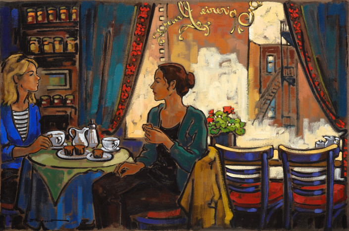K-_Fuchsia, l’heure du thé_ 24_x36_#F38E Vente de tableaux