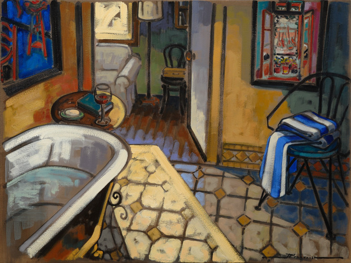 X-_Le bain_ 30_x40_#9A7E Peinture artiste peintre